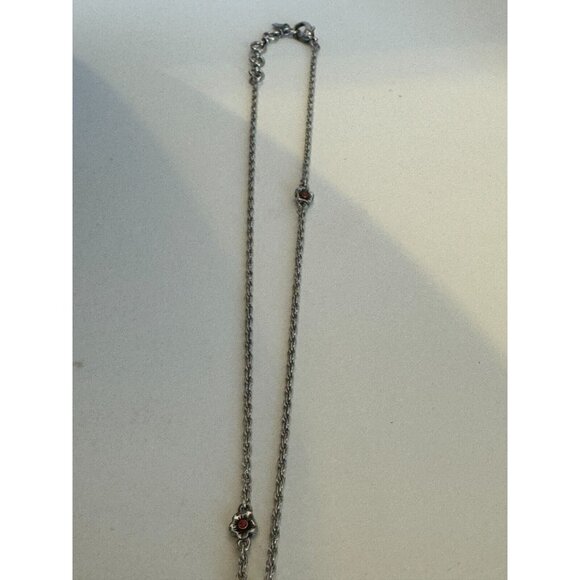 Lucky Brand Owl Pendant Necklace Silvertone Dangling Feathers 18-19.5 inch Chain - Picture 9 of 9